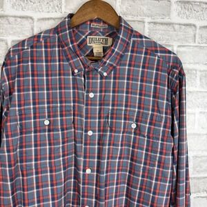 Duluth Trading UNTUCKED Plaid Double Pocket Button Down Shirt Mens XL Stretch